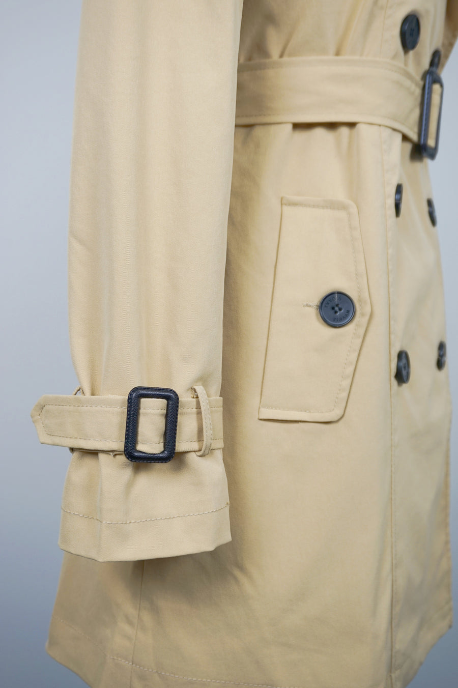 WTC-JW8702 Khaki Preppy Style Double-Breasted Short Trench Coat