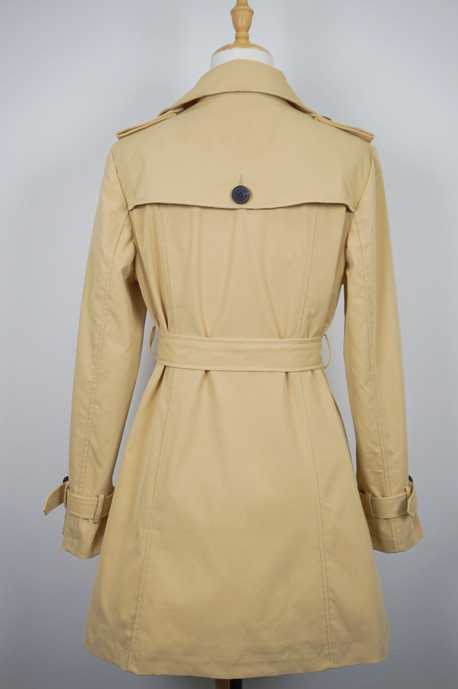 WTC-JW8702 Khaki Preppy Style Double-Breasted Short Trench Coat