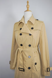 WTC-JW8702 Khaki Preppy Style Double-Breasted Short Trench Coat