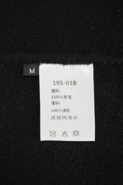 WWC-19503B Black Leopard Print Double-breasted Luxury Style 100% Wool Coat