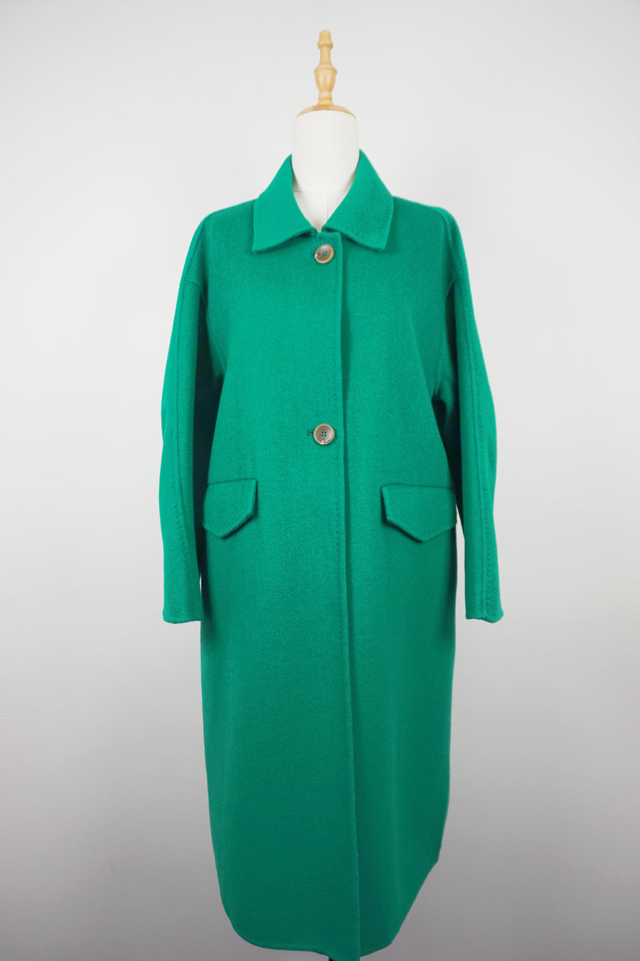 WWC-1068-1 Emerald Green Luxury Style 100% Wool Coat