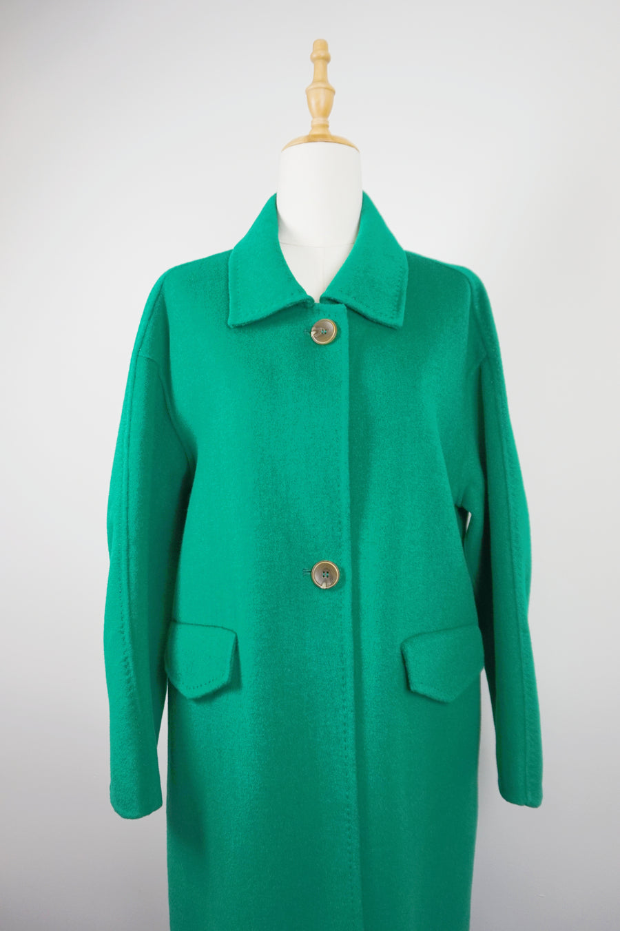 WWC-1068-1 Emerald Green Luxury Style 100% Wool Coat