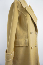 WWC-16998 Olive Stitching Luxury Style Pure Wool Coat