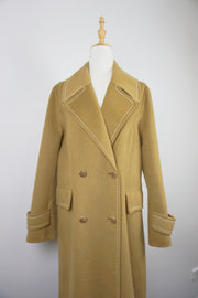WWC-16998 Olive Stitching Luxury Style Pure Wool Coat