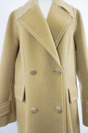 WWC-16998 Olive Stitching Luxury Style Pure Wool Coat