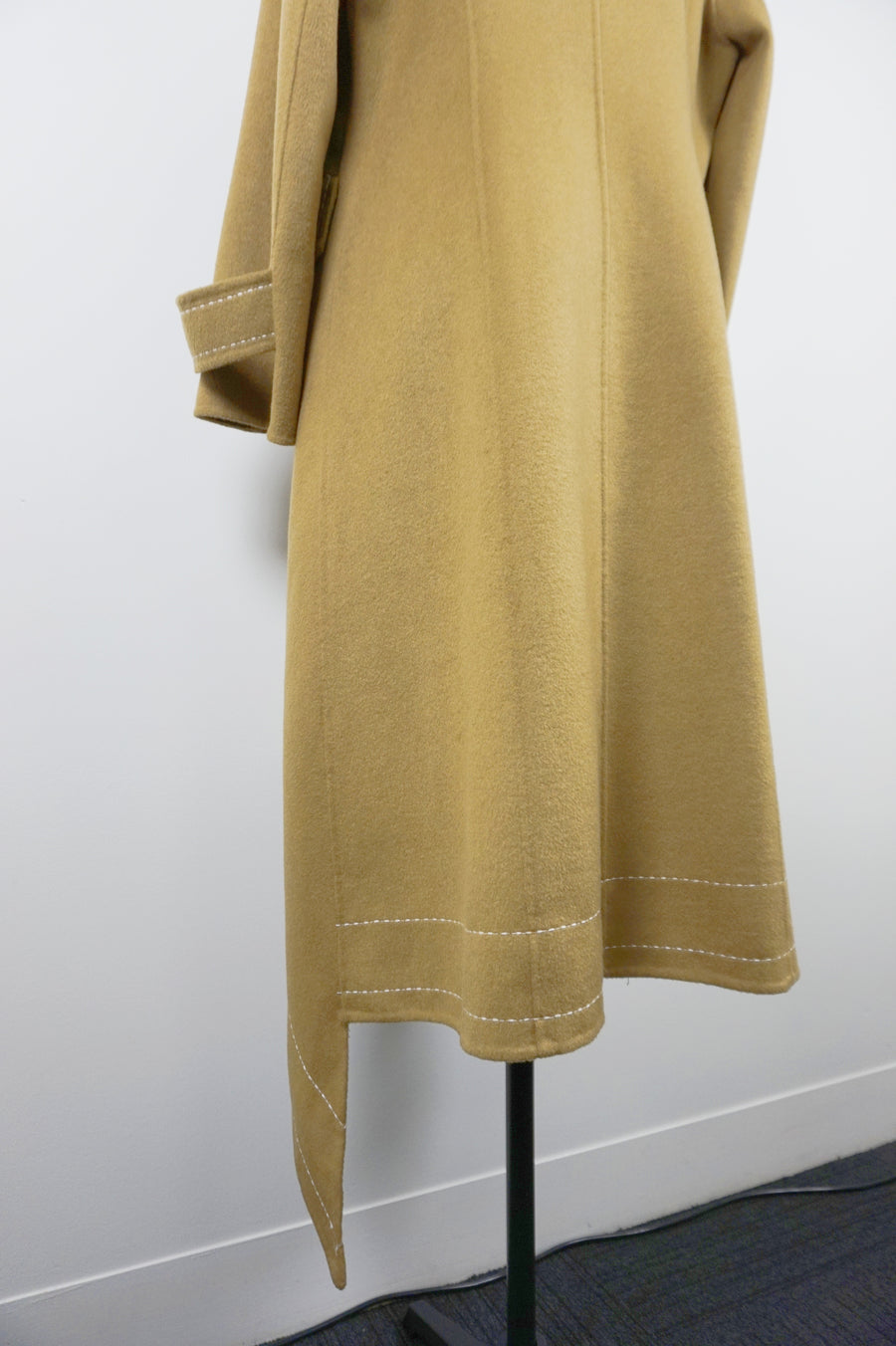 WWC-16998 Olive Stitching Luxury Style Pure Wool Coat