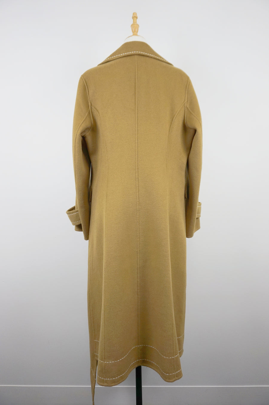 WWC-16998 Olive Stitching Luxury Style Pure Wool Coat