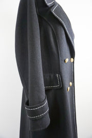 WWC-16998-1 Black Stitching Luxury Style Pure Wool Coat