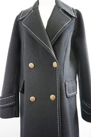 WWC-16998-1 Black Stitching Luxury Style Pure Wool Coat
