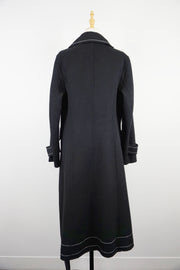 WWC-16998-1 Black Stitching Luxury Style Pure Wool Coat