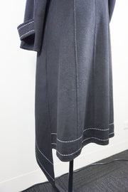 WWC-16998-1 Black Stitching Luxury Style Pure Wool Coat