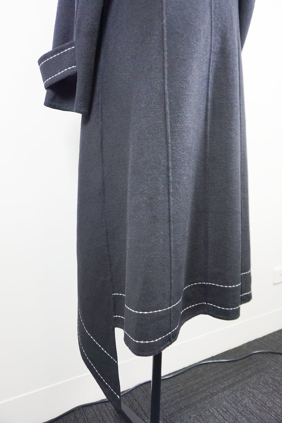 WWC-16998-1 Black Stitching Luxury Style Pure Wool Coat