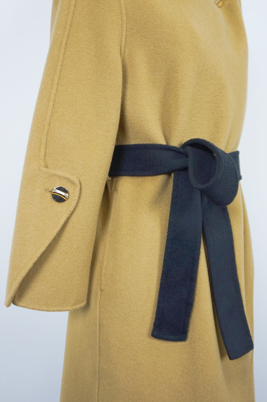 WCC-001613 Camel Artistic Style Sculptural Wrap Cashmere Coat