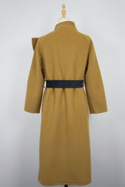 WCC-001613 Camel Artistic Style Sculptural Wrap Cashmere Coat
