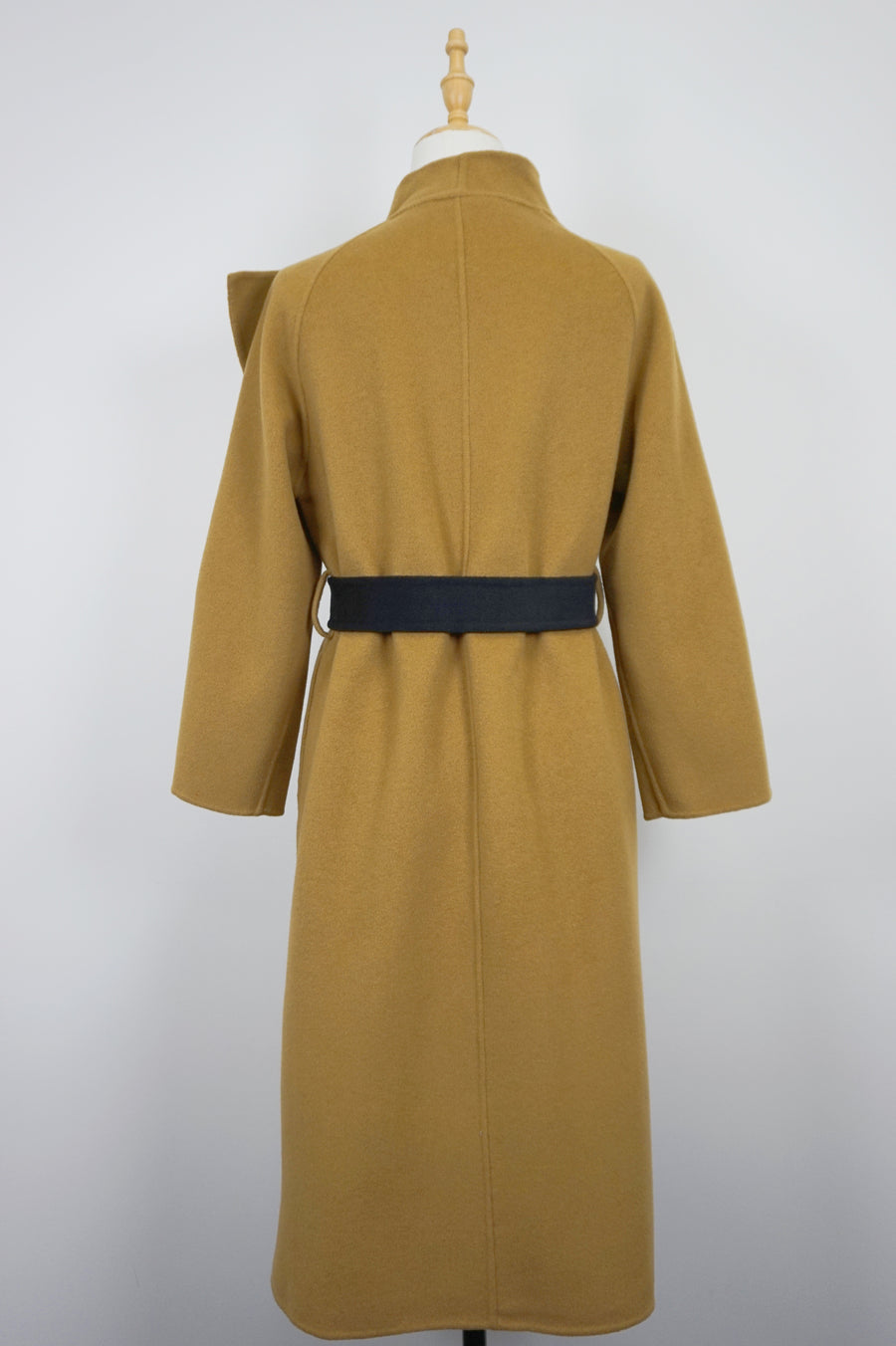 WCC-001613 Camel Artistic Style Sculptural Wrap Cashmere Coat