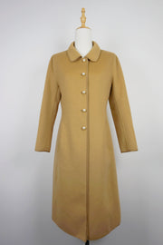 WWC-0729PP Camel Elegant Style Pearl Button 100% Wool Coat