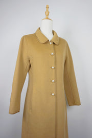 WWC-0729PP Camel Elegant Style Pearl Button 100% Wool Coat