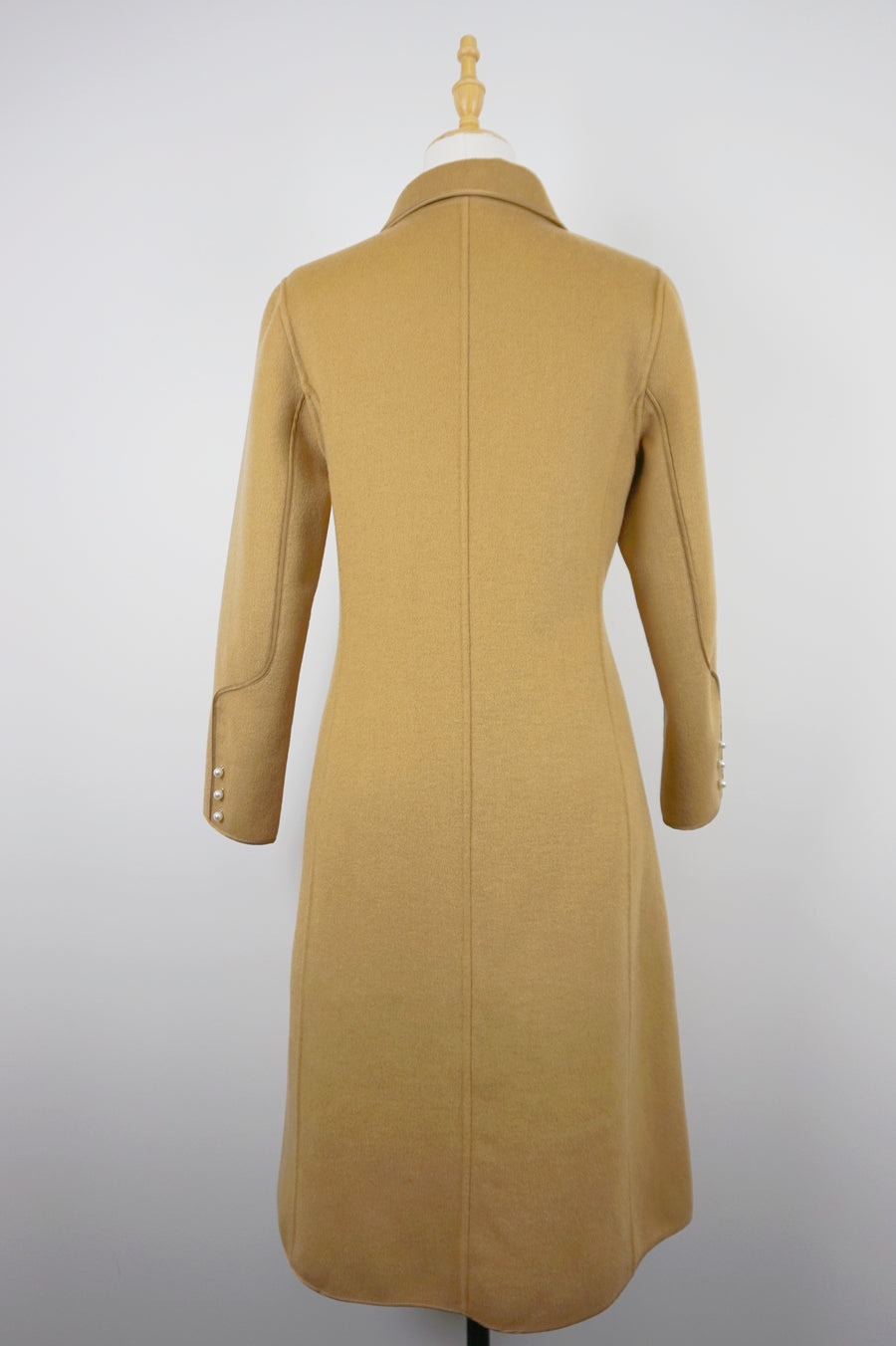 WWC-0729PP Camel Elegant Style Pearl Button 100% Wool Coat