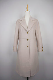 WCC-6701 Ivory Stitching Luxury Style Cashmere Coat