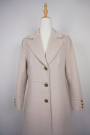 WCC-6701 Ivory Stitching Luxury Style Cashmere Coat