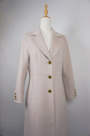 WCC-6701 Ivory Stitching Luxury Style Cashmere Coat