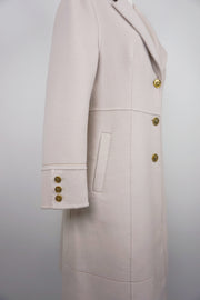 WCC-6701 Ivory Stitching Luxury Style Cashmere Coat