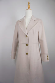 WCC-6701 Ivory Stitching Luxury Style Cashmere Coat