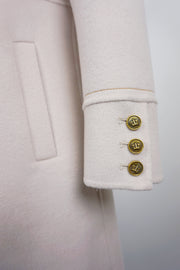 WCC-6701 Ivory Stitching Luxury Style Cashmere Coat