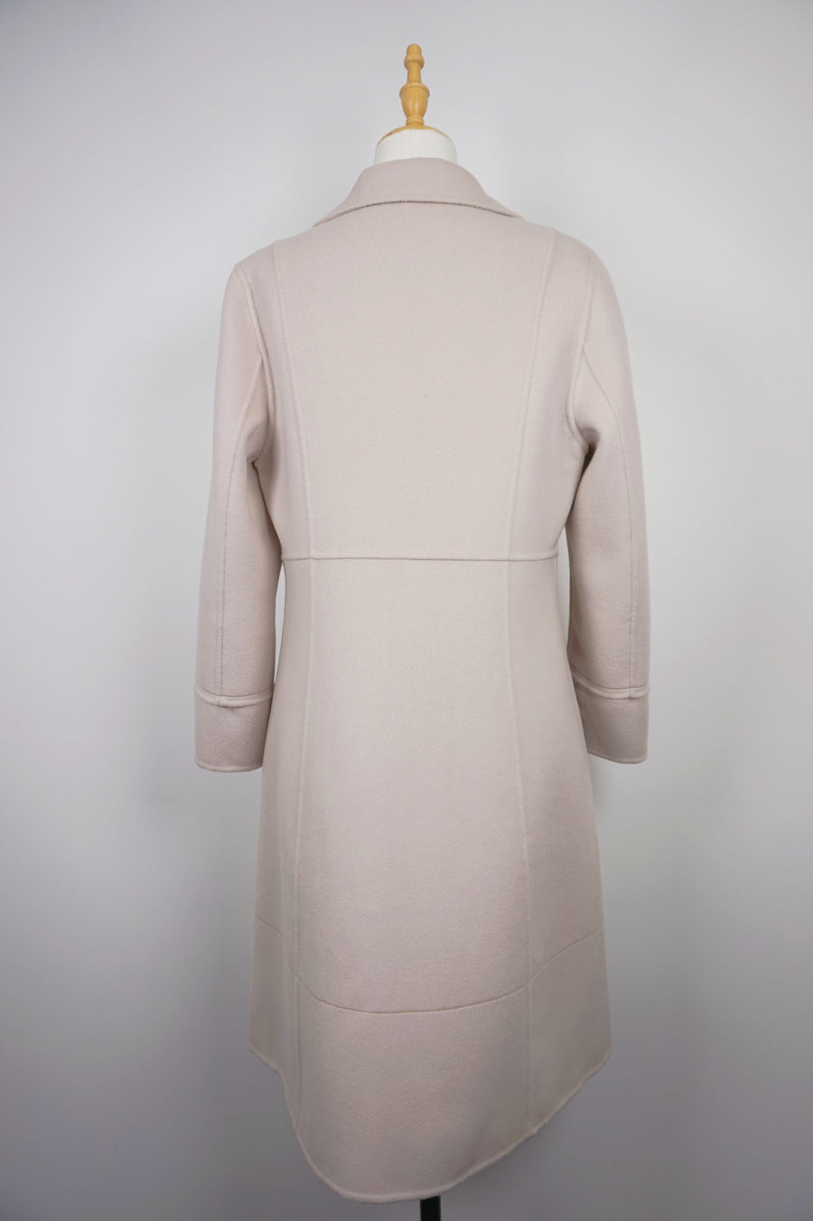 WCC-6701 Ivory Stitching Luxury Style Cashmere Coat