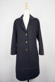 WCC-6701-1 Black Stitching Luxury Style Cashmere Coat