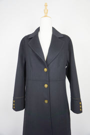 WCC-6701-1 Black Stitching Luxury Style Cashmere Coat