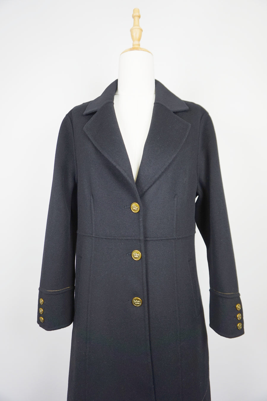 WCC-6701-1 Black Stitching Luxury Style Cashmere Coat