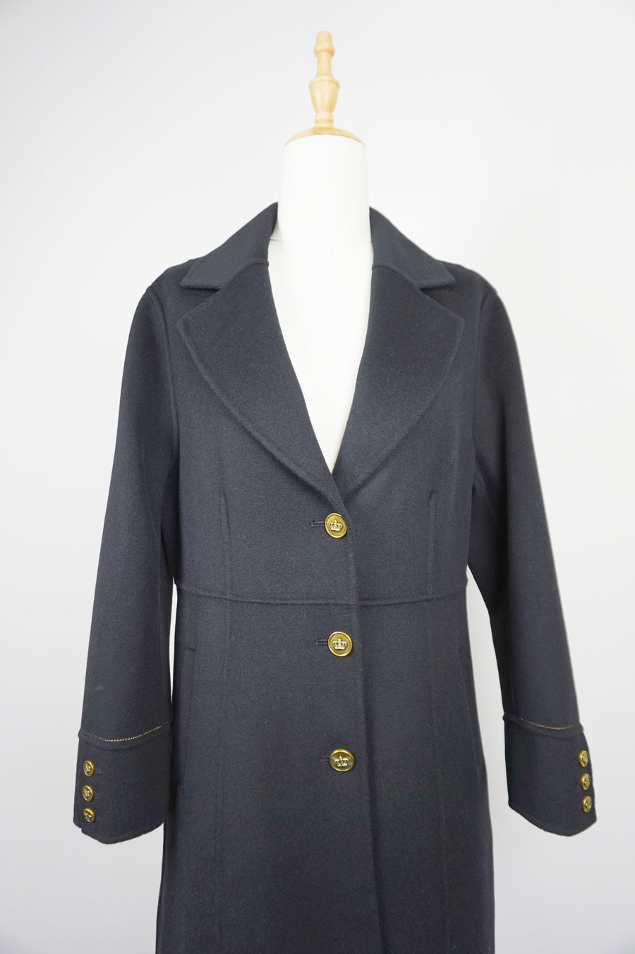 WCC-6701-1 Black Stitching Luxury Style Cashmere Coat