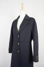 WCC-6701-1 Black Stitching Luxury Style Cashmere Coat