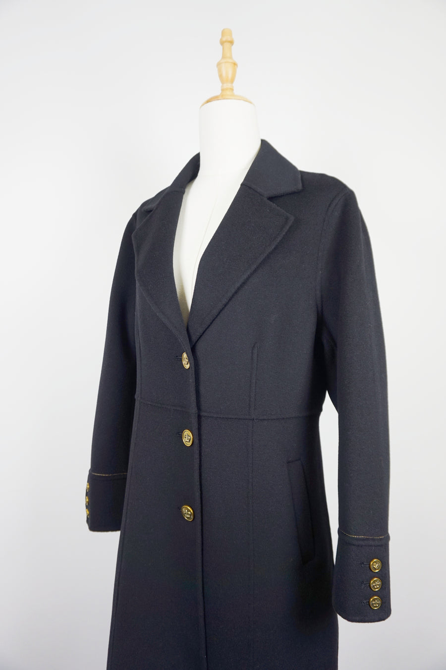WCC-6701-1 Black Stitching Luxury Style Cashmere Coat