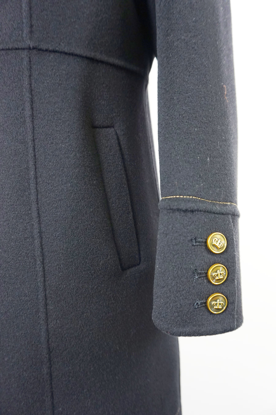 WCC-6701-1 Black Stitching Luxury Style Cashmere Coat