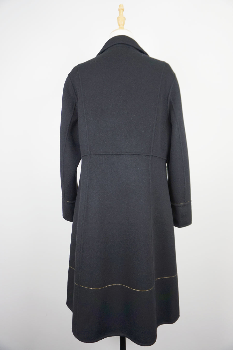 WCC-6701-1 Black Stitching Luxury Style Cashmere Coat