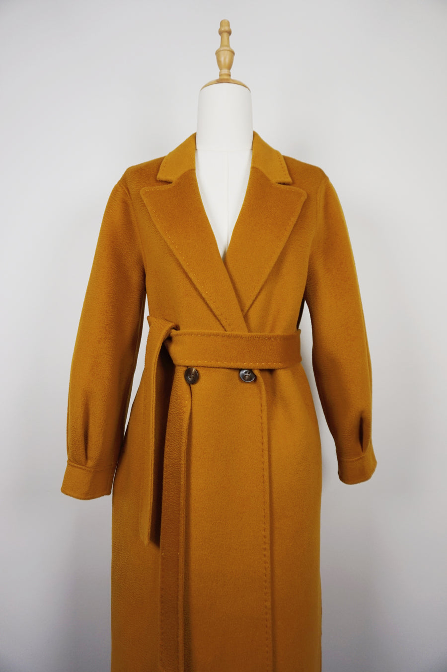 WCC-0722RC-1 Caramel Luxury Style Water Ripple Cashmere Coat