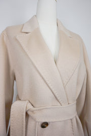 WCC-0722RC Beige Luxury Style Water Ripple Cashmere Coat