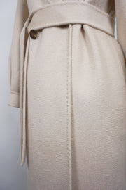 WCC-0722RC Beige Luxury Style Water Ripple Cashmere Coat