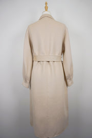WCC-0722RC Beige Luxury Style Water Ripple Cashmere Coat