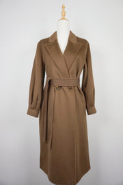 WCC-0722RC-2 Brown Luxury Style Water Ripple Cashmere Coat