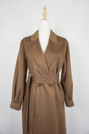WCC-0722RC-2 Brown Luxury Style Water Ripple Cashmere Coat