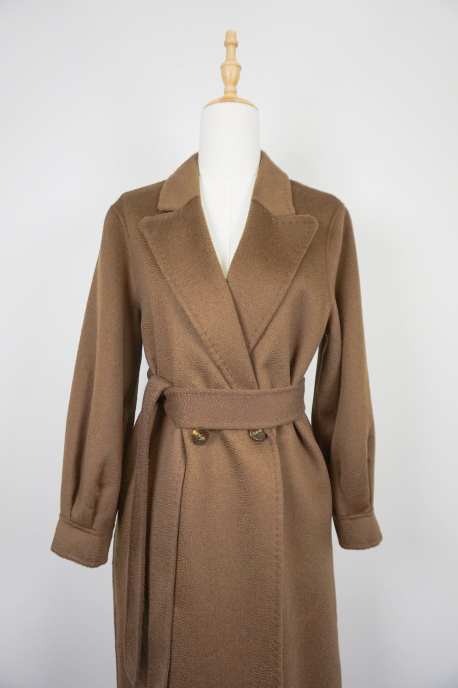 WCC-0722RC-2 Brown Luxury Style Water Ripple Cashmere Coat