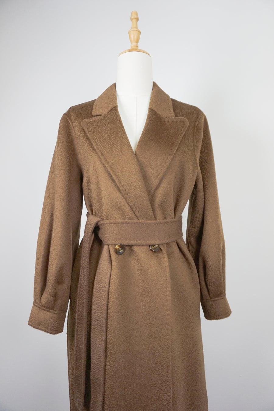 WCC-0722RC-2 Brown Luxury Style Water Ripple Cashmere Coat