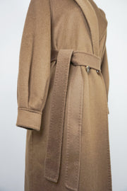 WCC-0722RC-2 Brown Luxury Style Water Ripple Cashmere Coat