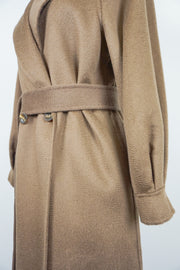 WCC-0722RC-2 Brown Luxury Style Water Ripple Cashmere Coat
