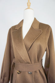 WCC-0722RC-2 Brown Luxury Style Water Ripple Cashmere Coat