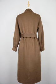 WCC-0722RC-2 Brown Luxury Style Water Ripple Cashmere Coat