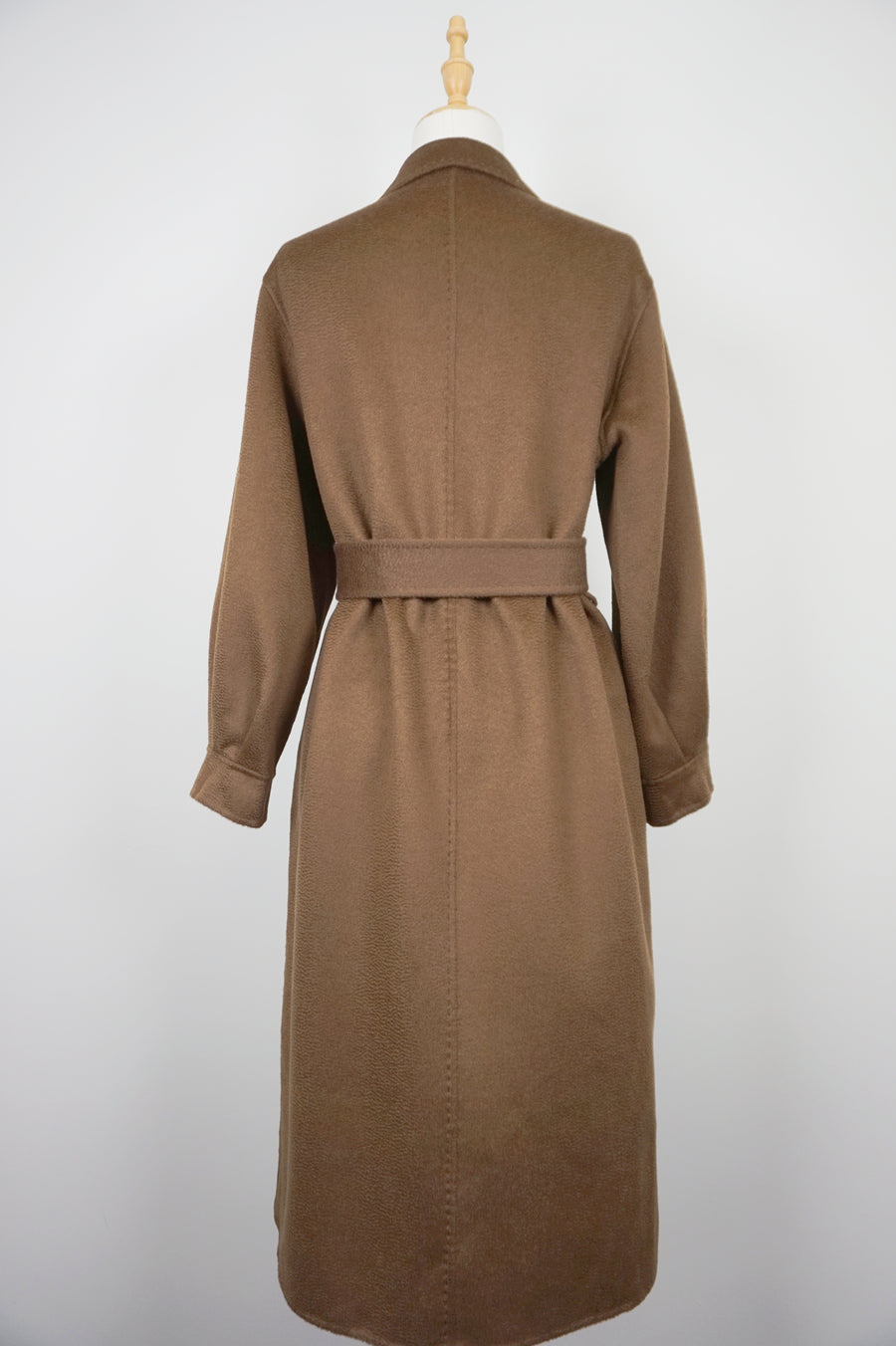 WCC-0722RC-2 Brown Luxury Style Water Ripple Cashmere Coat